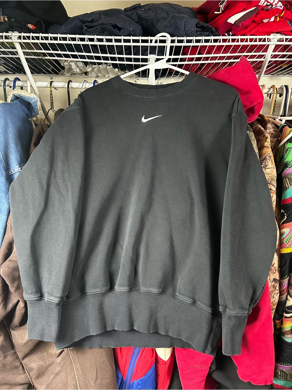 Nike Black Crewneck Sweatshirt with White Swoosh
